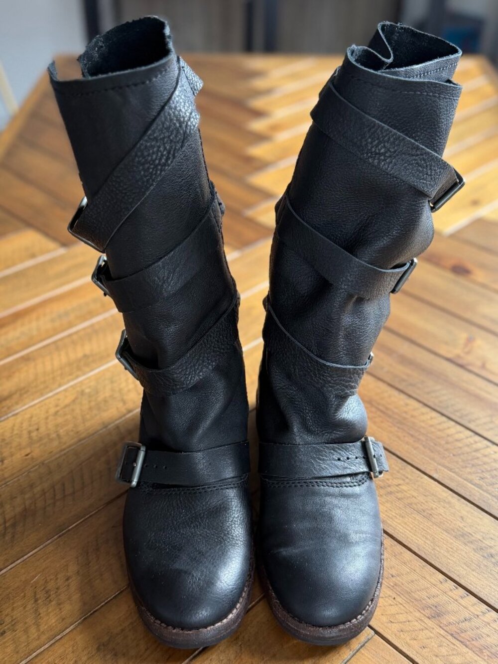 LEATHER BUCKLE ANKLE BOOTS KATE MOSS X ZARA SIZE EU 39 / US 8 - Picture 4 of 12